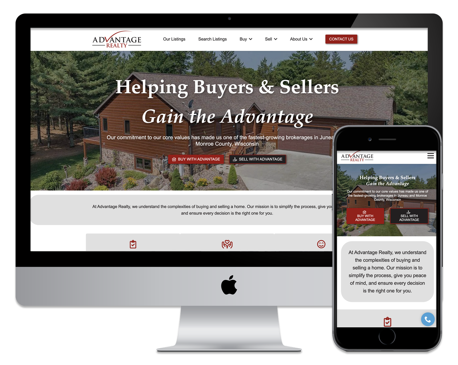 Advantage Realty Tomah, WI website mockup