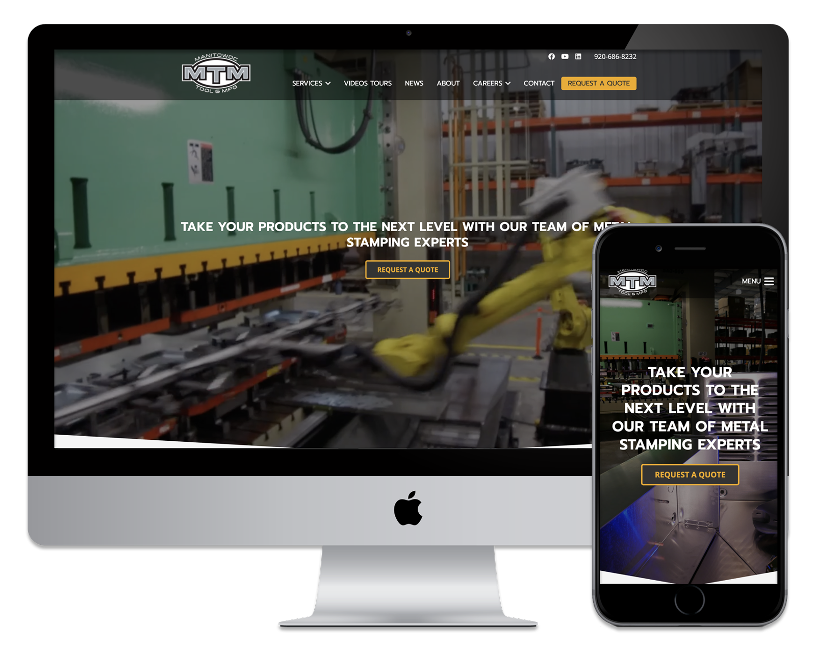 Manitowoc Tool and Manufacturing Website Mockup
