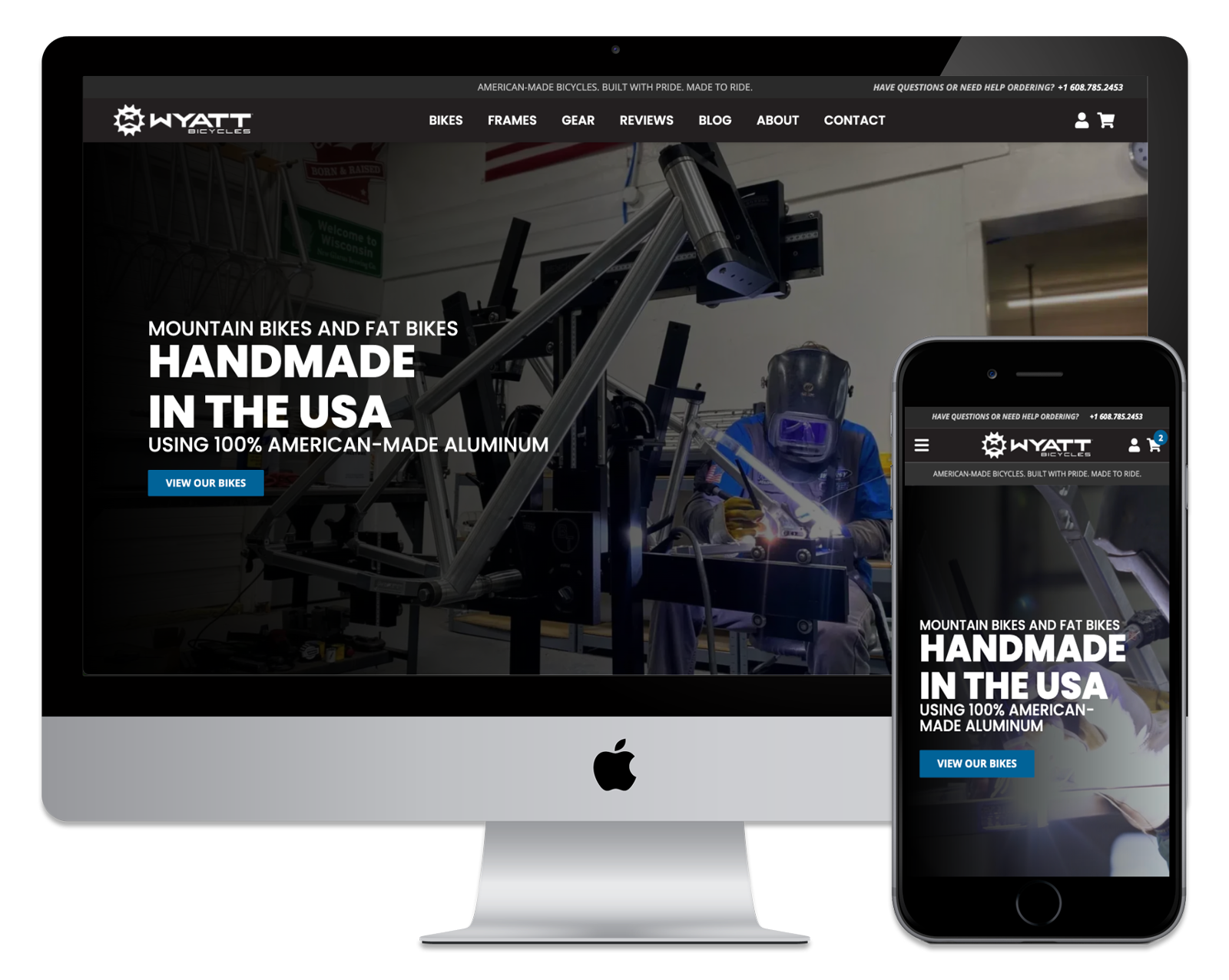 Wyatt Bicycles website mockup for website case study.