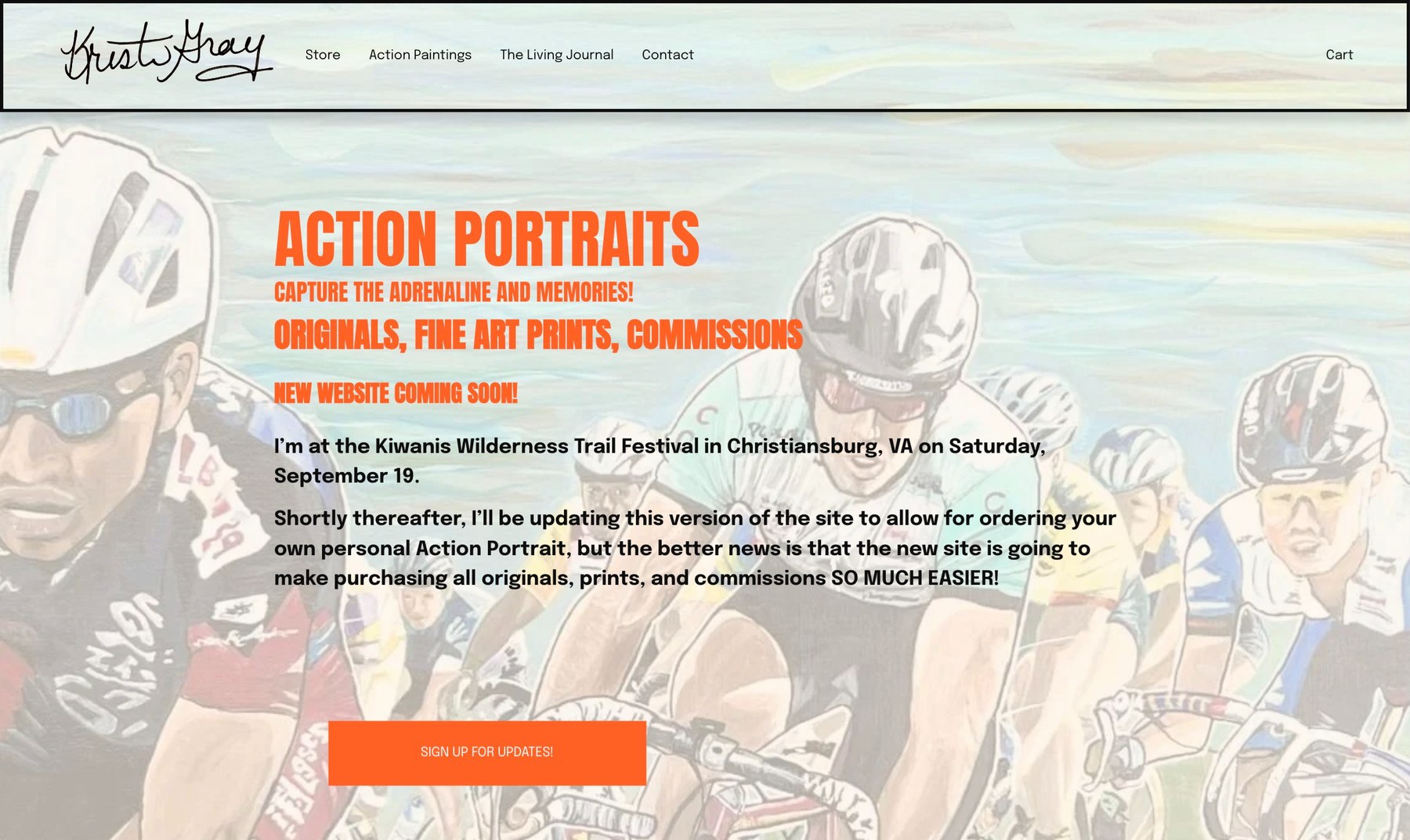 Kristi Gray's old Squarespace website homepage